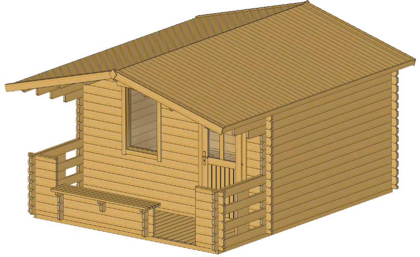 ხის სახლი Lia - ფოტო 2. 4 კვ. მეტრიანი პატარა ტერასა გრძელი სკამით, სადაც შეძლებთ დატკბეთ მზის ჩასვლის ხედით ფინჯანი ჩაით ხელში