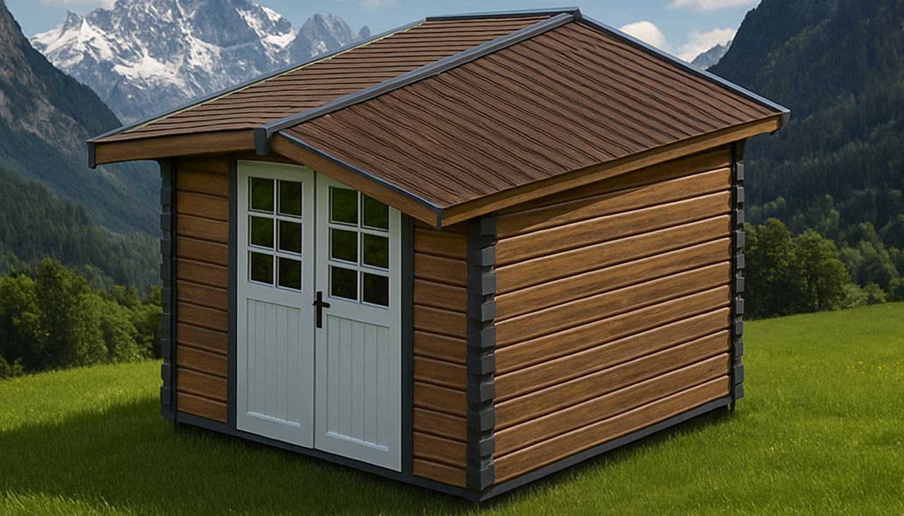 ხის სახლი Daviti - ფოტო 1. ერთი ოთახი ფანჯრების გარეშე ორსაგდულიანი კარით; ორმაგი კარის ფართო ღიობი იძლევა მსხვილგაბარიტიანი ნივთების, მაგალითად, ბალახის სათიბის, შენახვის საშუალებას