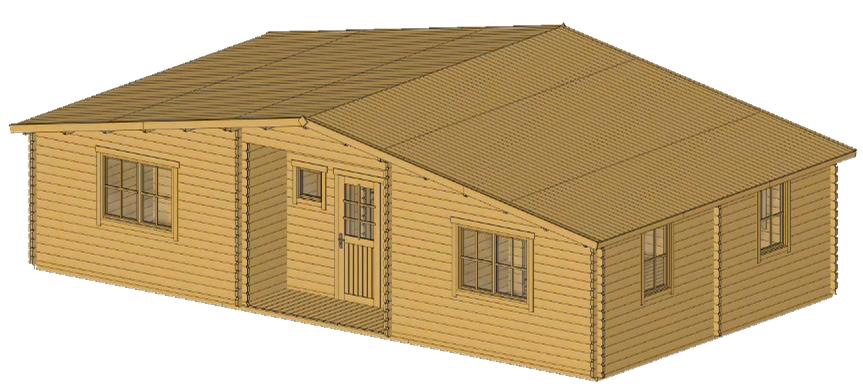 ხის სახლი Timur - ფოტო 2. კლასიკური ფორმა; ორი საძინებელი; 21 კვ.მ. უზარმაზარი მისაღები; სათავსი სააბაზანო ოთახისთვის