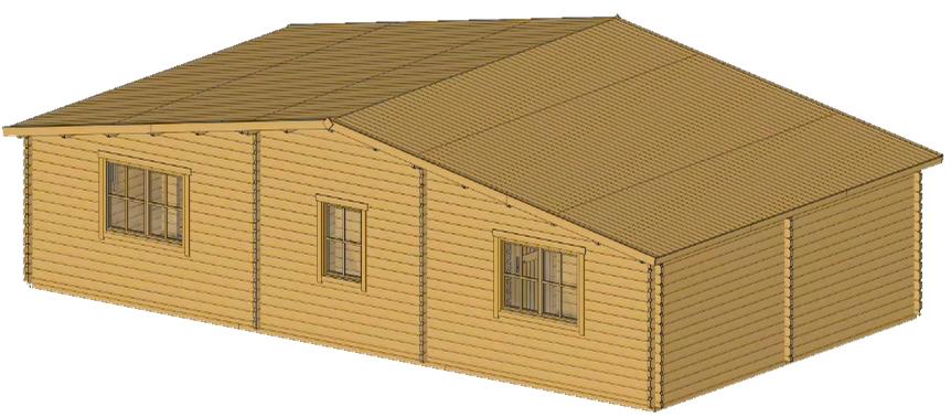 ხის სახლი Timur - ფოტო 3. კლასიკური ფორმა; ორი საძინებელი; 21 კვ.მ. უზარმაზარი მისაღები; სათავსი სააბაზანო ოთახისთვის