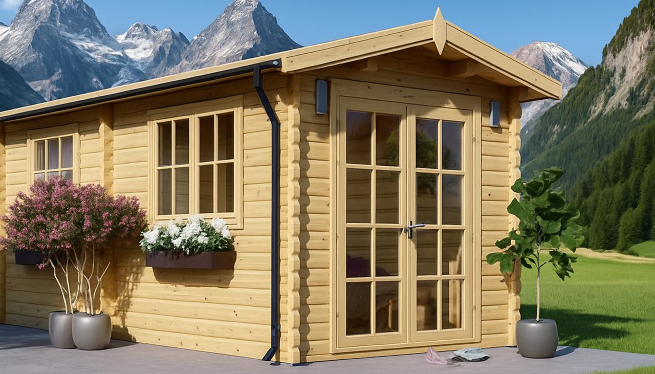 ხის სახლი Nika - ფოტო 1. ნათელი ოთახი ორი დიდი ორსაგდულიანი ფანჯრით და ფართო ორმაგი კარით