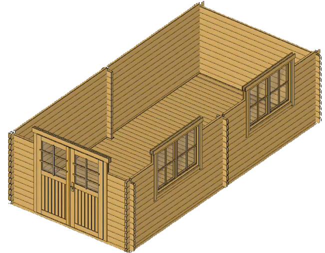 ხის სახლი Nika - ფოტო 4. ნათელი ოთახი ორი დიდი ორსაგდულიანი ფანჯრით და ფართო ორმაგი კარით