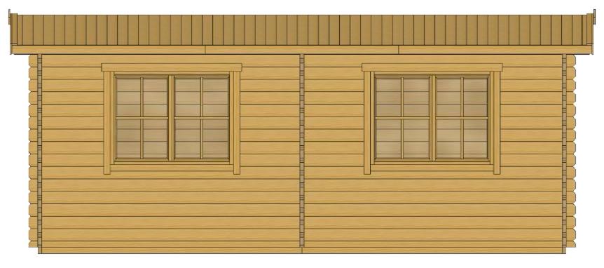 ხის სახლი Nika - ფოტო 6. ნათელი ოთახი ორი დიდი ორსაგდულიანი ფანჯრით და ფართო ორმაგი კარით