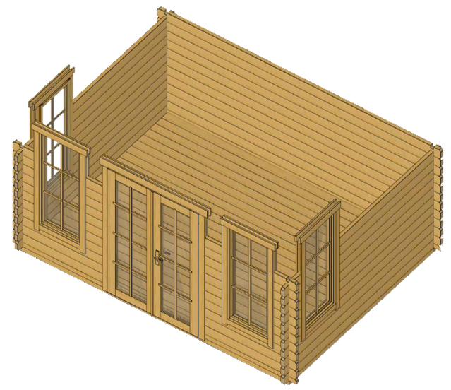 ხის სახლი Mamuka - ფოტო 4. ნათელი ოთახი დიდი ფანჯრებით და ორმაგი კარით; იდეალური ადგილი ბაღში ფინჯანი ჩაის მისართმევად