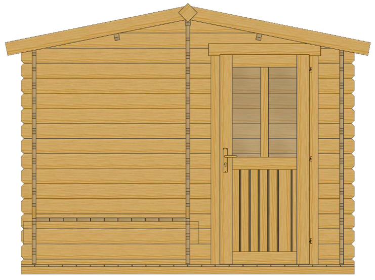 ხის სახლი Irakli - ფოტო 5. მცირე ზომის ტერასა მყუდრო გრძელი სკამით; ერთი ოთახი ფანჯრით